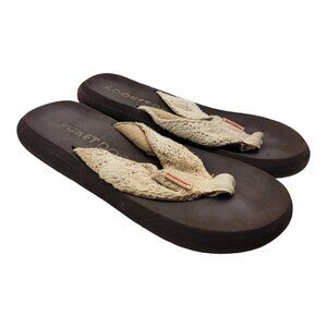 Rocket Dog Shoes Womens Size 8.5 SPOTLIGHT 2 Natural Crochet Flip Flops Sandals
